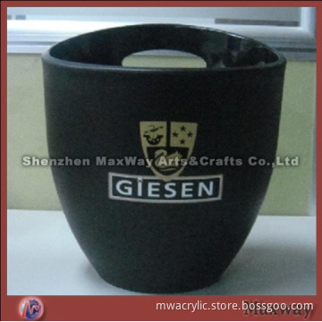 Elegant black oval lucite ice bucket/pail with logo